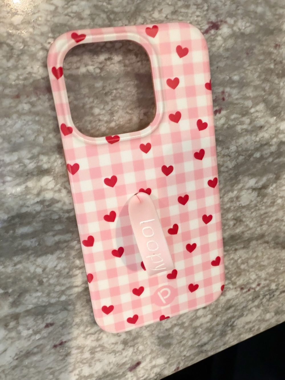 15 pro Loopy Pink Heart Check Phone Case with Grip